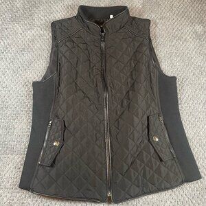Chicos Womens Size 2 Quilted Vest Black Large Classic Quiet Luxury Outdoor